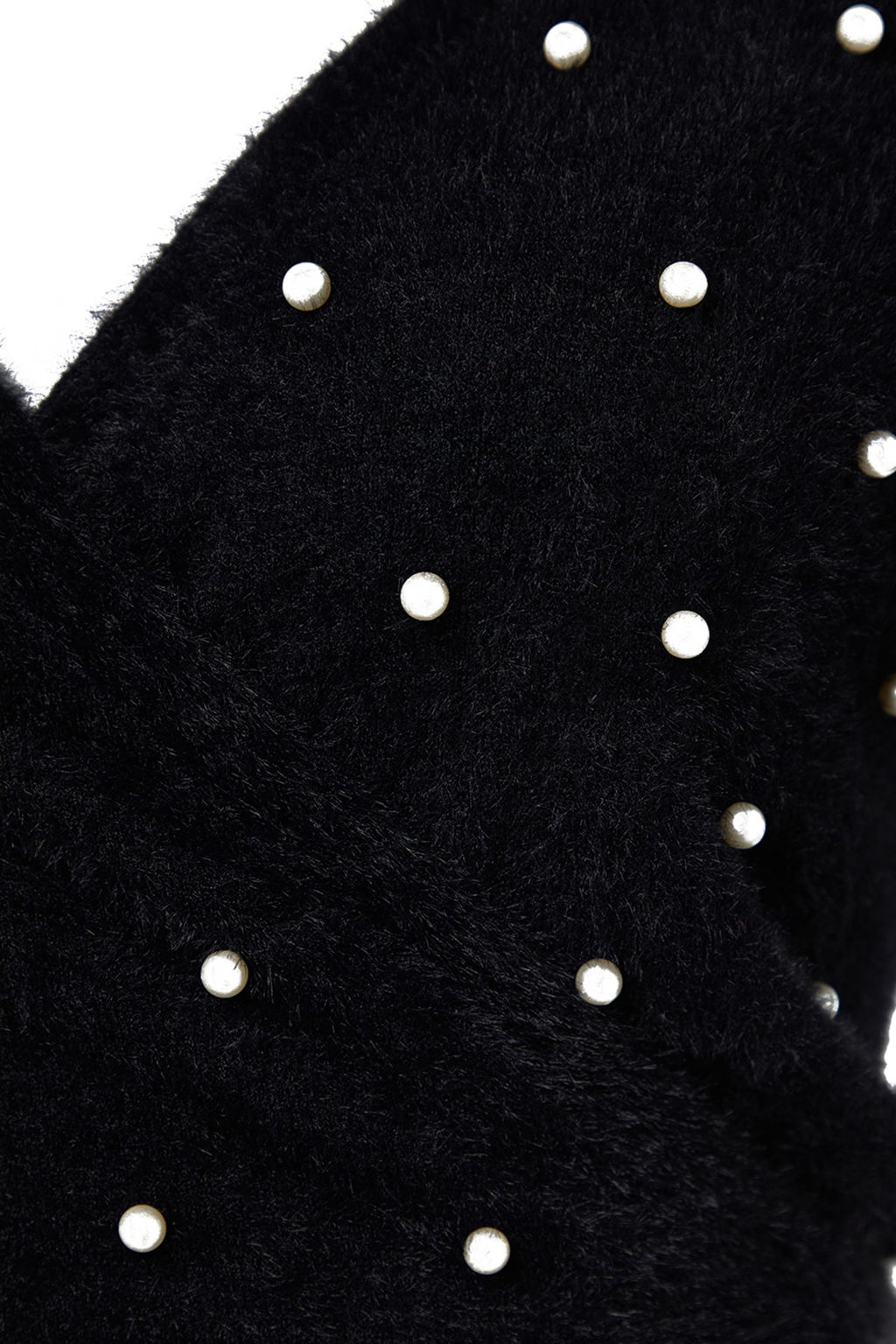 Siyah Super Crop Tuylu/Sakal Iplikli Inci Detayl? Triko Kazak TWOAW24KZ00228 - Trendyolmilla фото 6