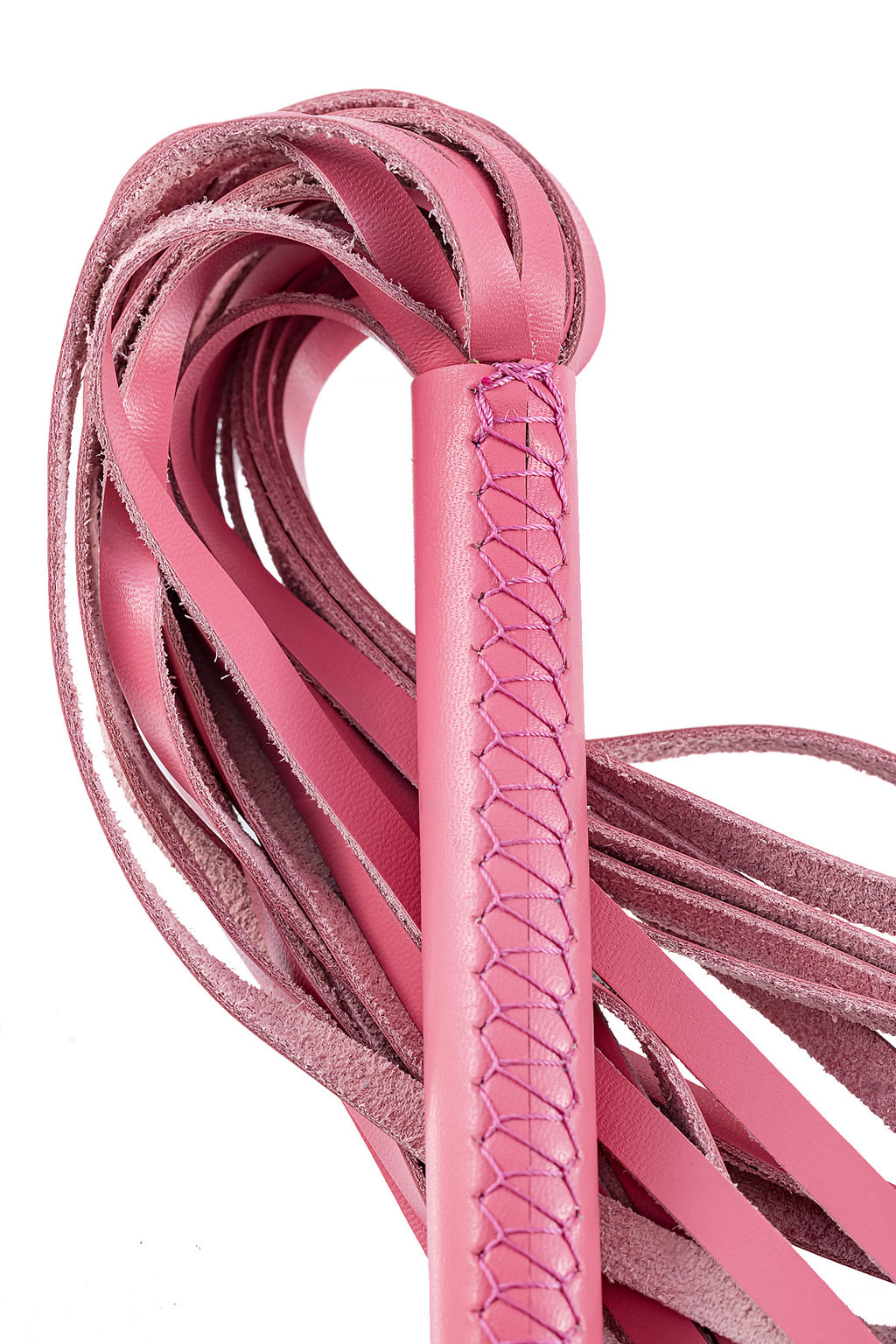 Плеть Pecado BDSM, розовая рукоять, розовые хлысты, натуральная кожа