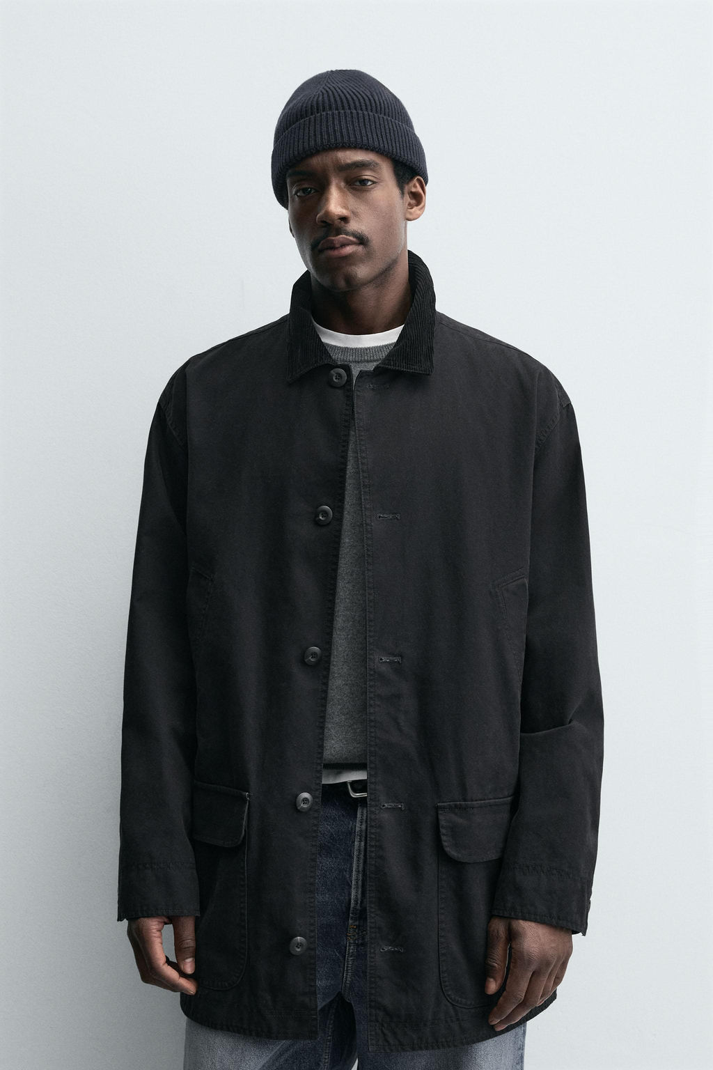DENIM TRENCH COAT WITH CONTRAST COLLAR - Zara фото 2