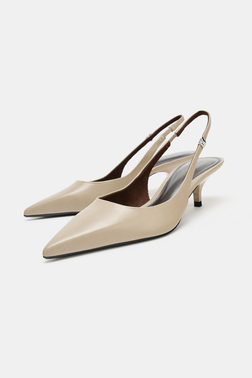 SLINGBACK KITTEN-HEEL SHOES WITH STRAP - Zara фото 3