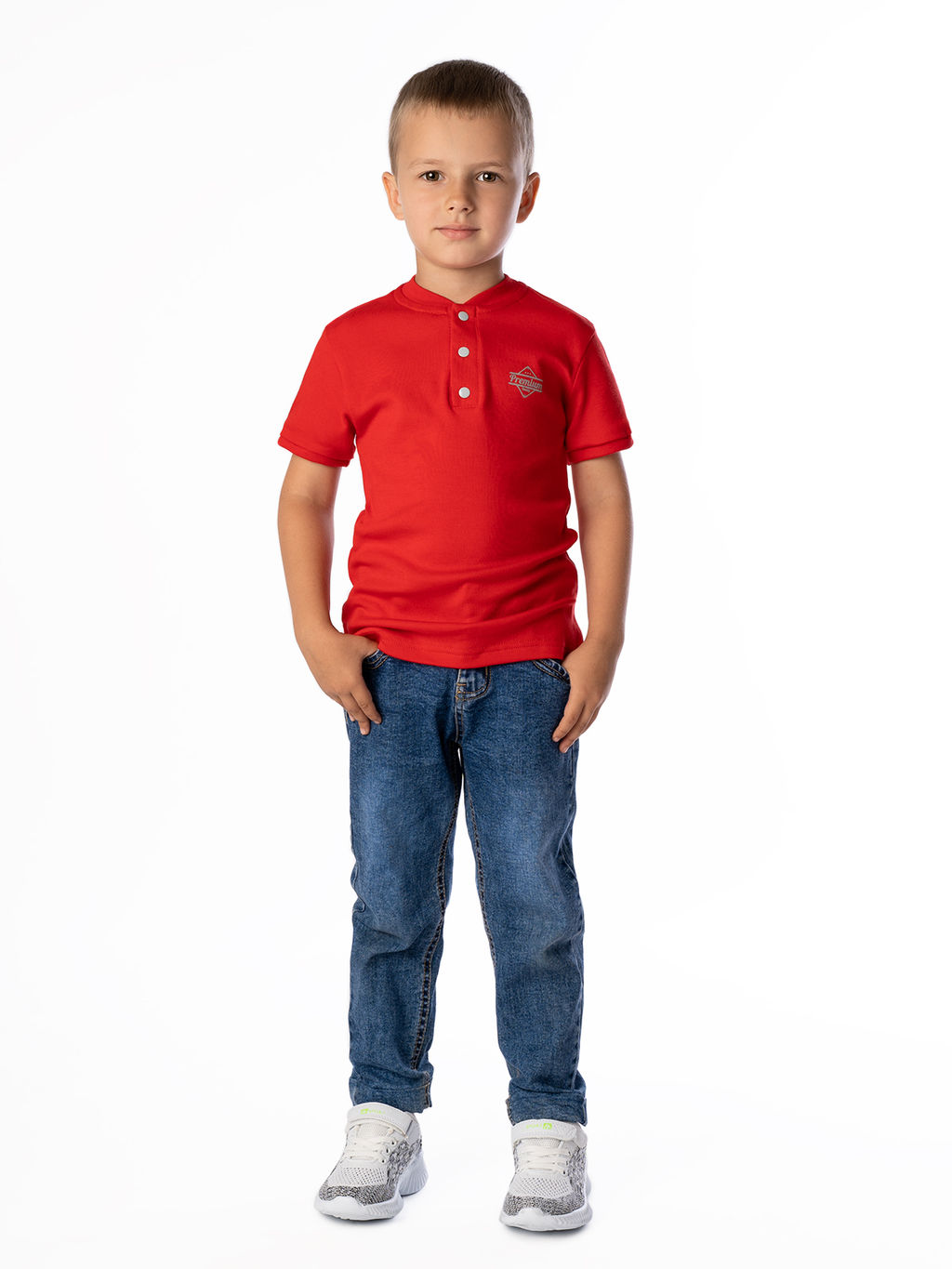Футболка поло детская красная премиум