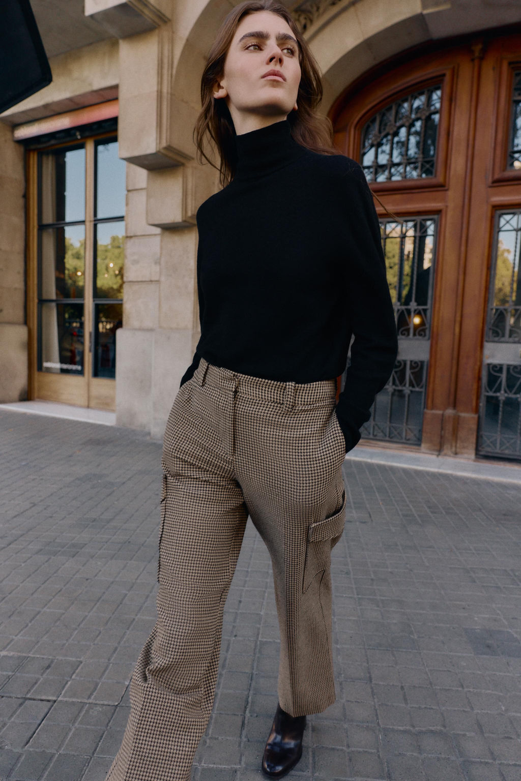 HOUNDSTOOTH CARGO TROUSERS - Zara фото 3