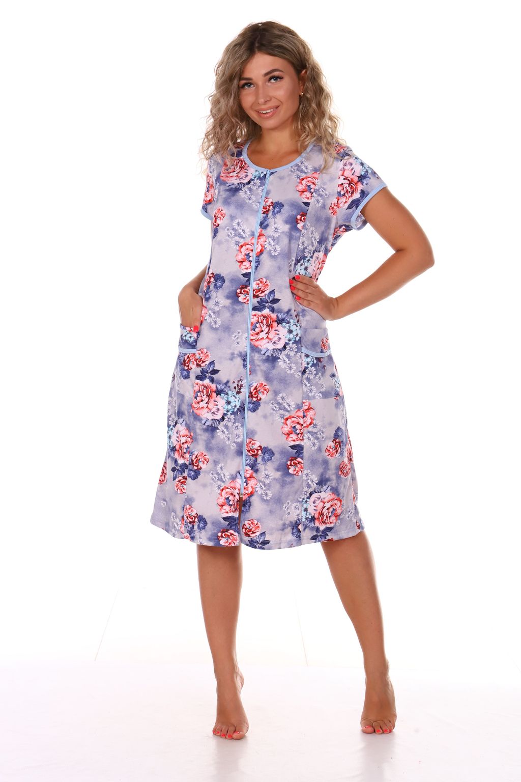 Х27 Халат женский Вера(серо-голубой) - Иванушка-трикотаж фото 3