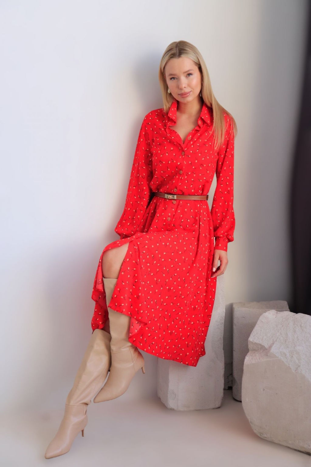 Martichelli Платье-рубашка красное  фото 5