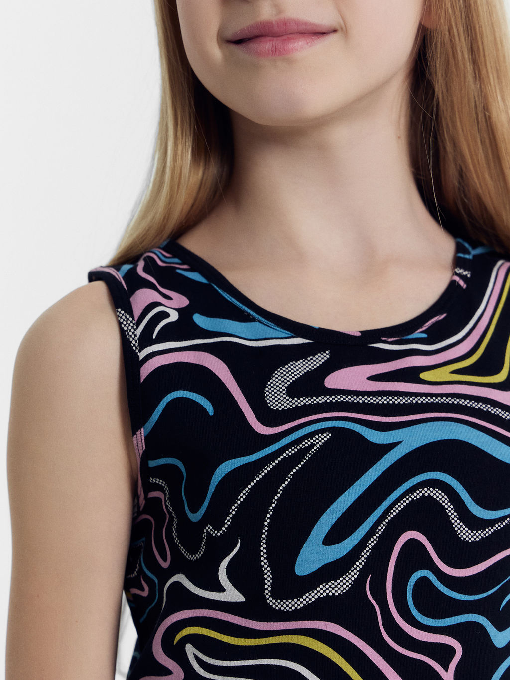 Топ для девочек в черном цвете с принтом линиии - Mark formelle фото 5