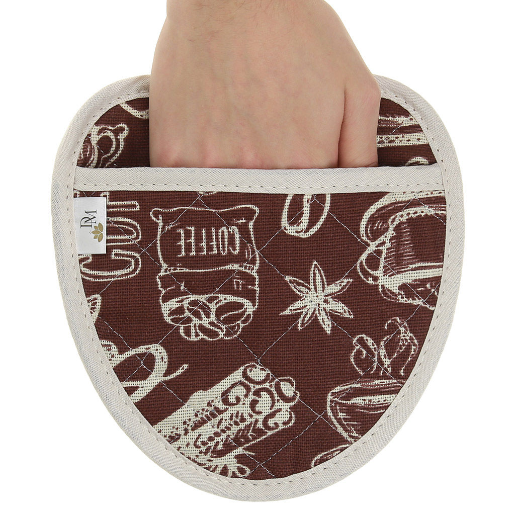 Прихватка с запахом 20х20см Эспрессо, вид 1, форма Клубника, рогожка 171г/м2, хлопок 100%, наполнитель - ватин 280г/м2, на пластмассовом подвесе, Домашняя мода (Россия)  фото 3