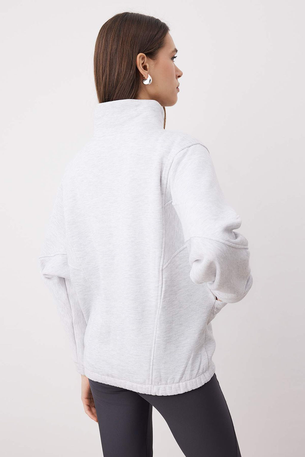 Antrasit Fermuarl? Dikis Detayl? Dik Yaka Bomber Orme Sweatshirt TWOAW26SW00037 - Trendyolmilla фото 4