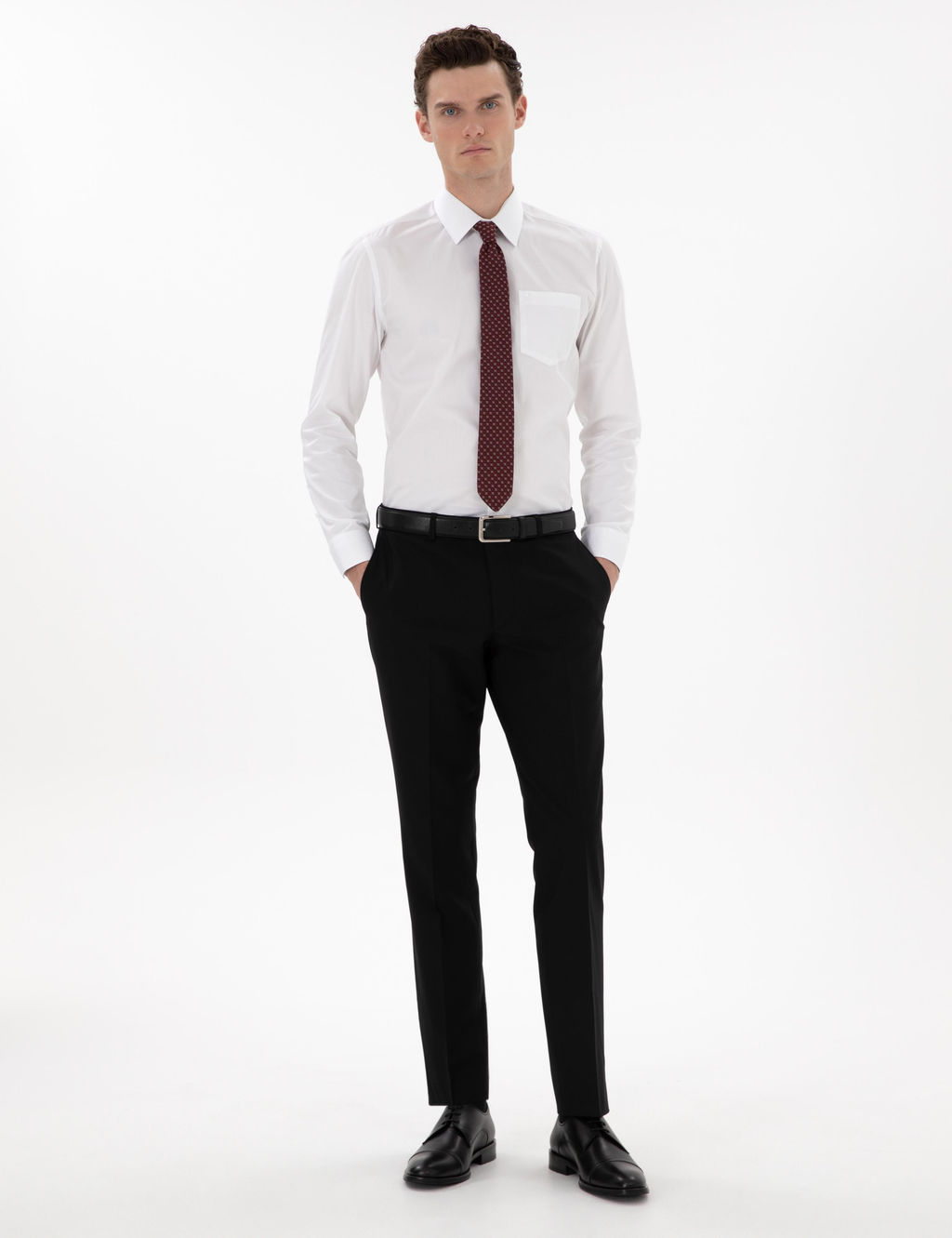 Beyaz Regular Fit Uzun Kollu Cepli Klasik G_mlek