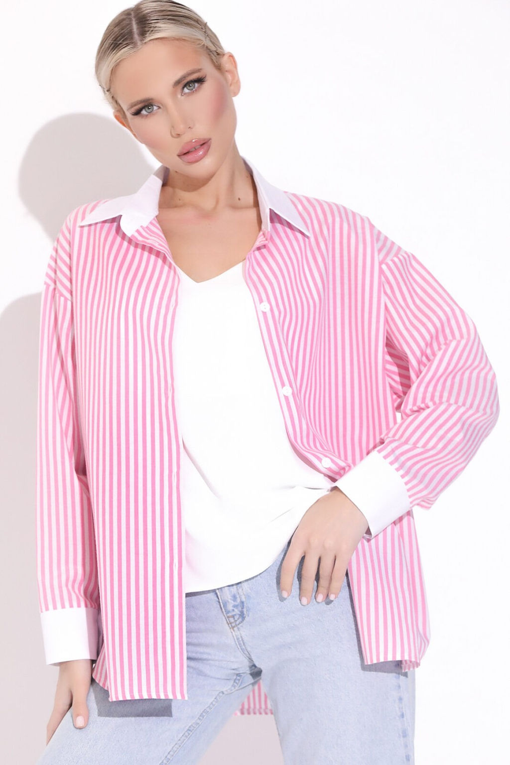 Рубашка Севилья (полоска/розовая) - Эльза фото 6