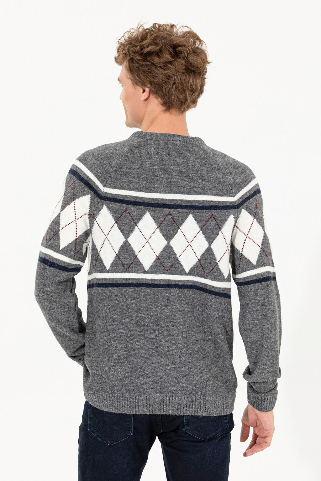 Erkek Gri Melanj Bisiklet Yaka Triko Kazak