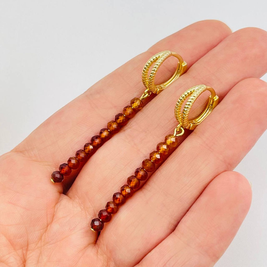 Серьги длинные из Граната Спессартин Градиент - Радуга самоцветов фото 2