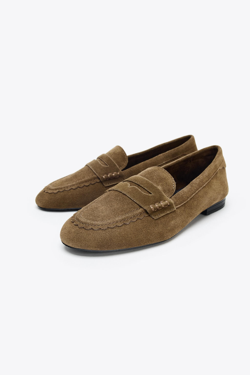 STITCHED SPLIT SUEDE LOAFERS - Zara фото 5