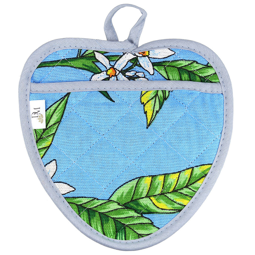 Прихватка с запахом 20х20см Лимон, вид 4, форма Клубника, рогожка 171г/м2, хлопок 100%, наполнитель - ватин 280г/м2, на пластмассовом подвесе, Домашняя мода (Россия)  фото 2