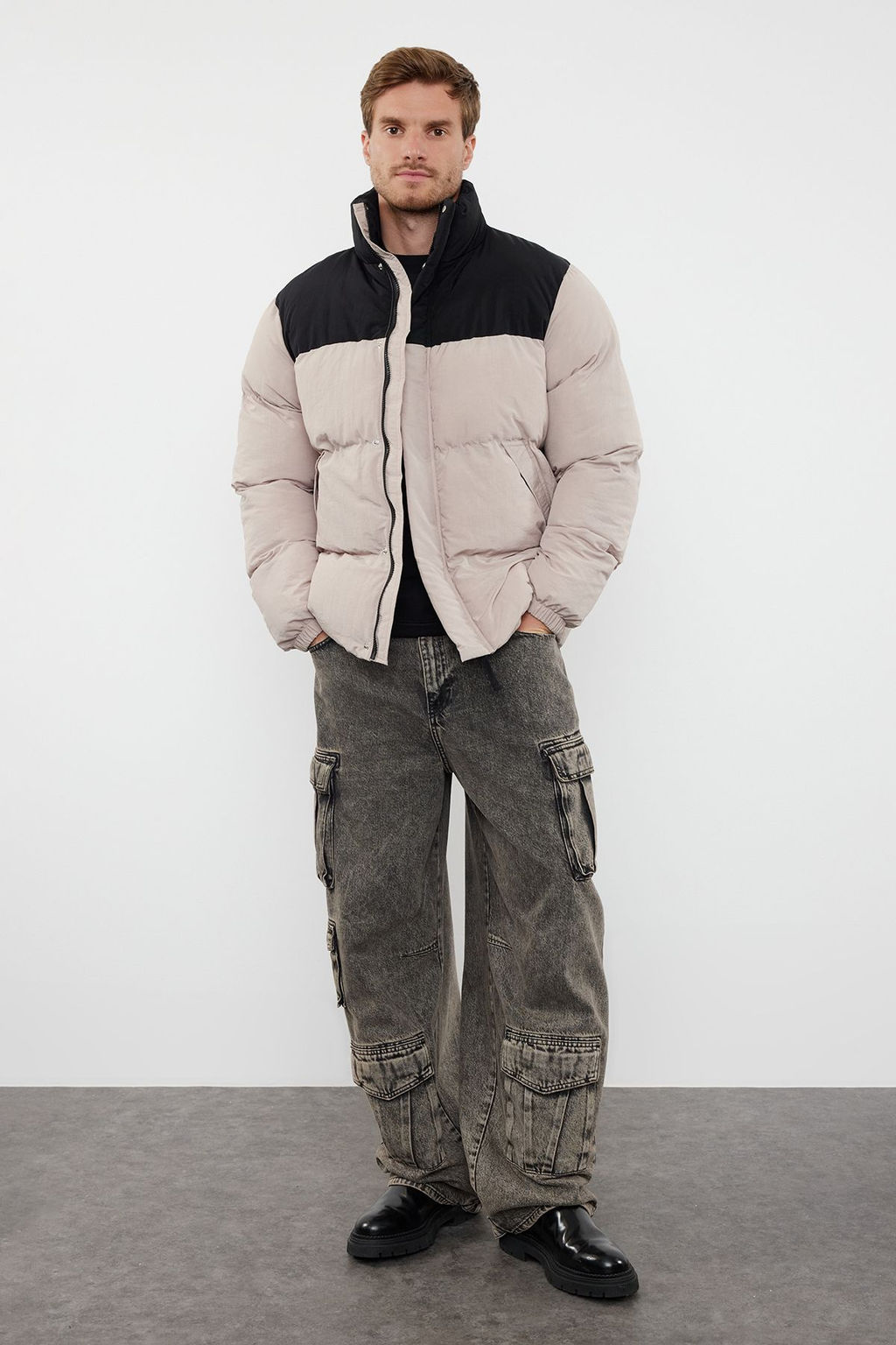 TRENDYOL MAN Erkek Mint Taslan Regular Fit Renk Bloklu Dik Yaka K?sl?k Mont TMNAW25MO00006 - Trendyolmilla фото 2