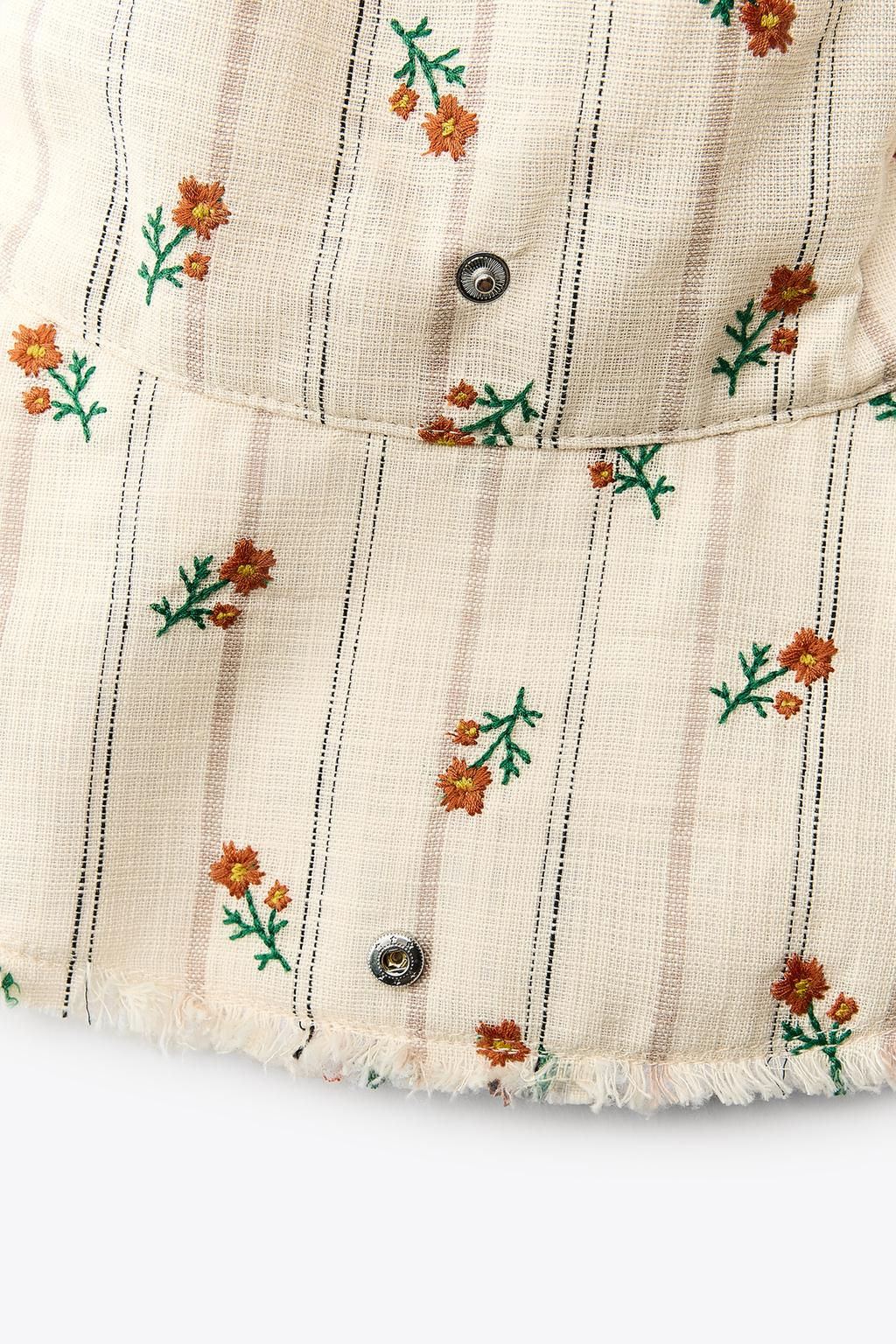 STRIPED FLORAL BUCKET HAT - Zara фото 4