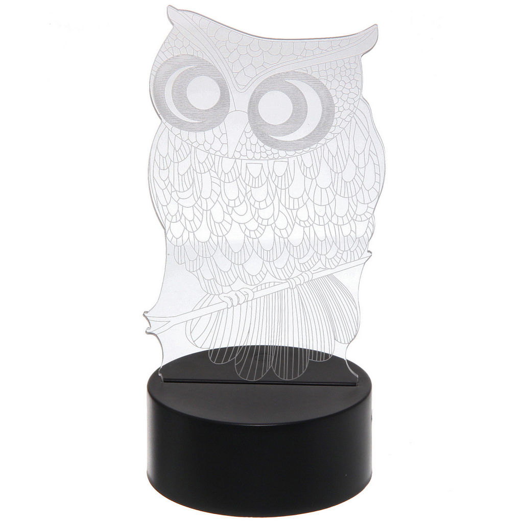 Цена за 2 шт. Светильник ночник "3D-Мудрая сова" на пластиковой подставке, с включателем USB