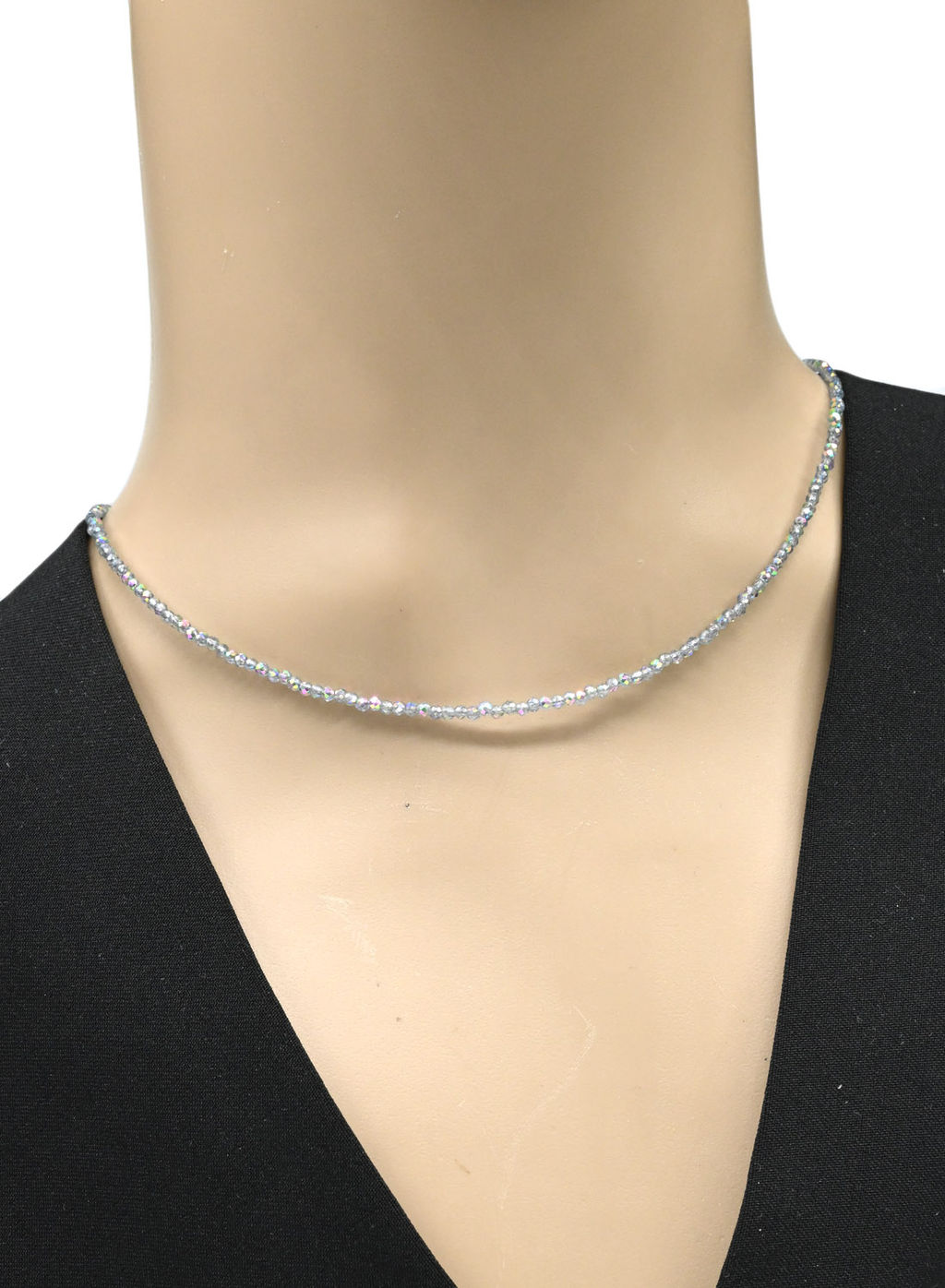 Чокер из циркона шарик гр.2мм цв.сиреневый хамелеон, 38см