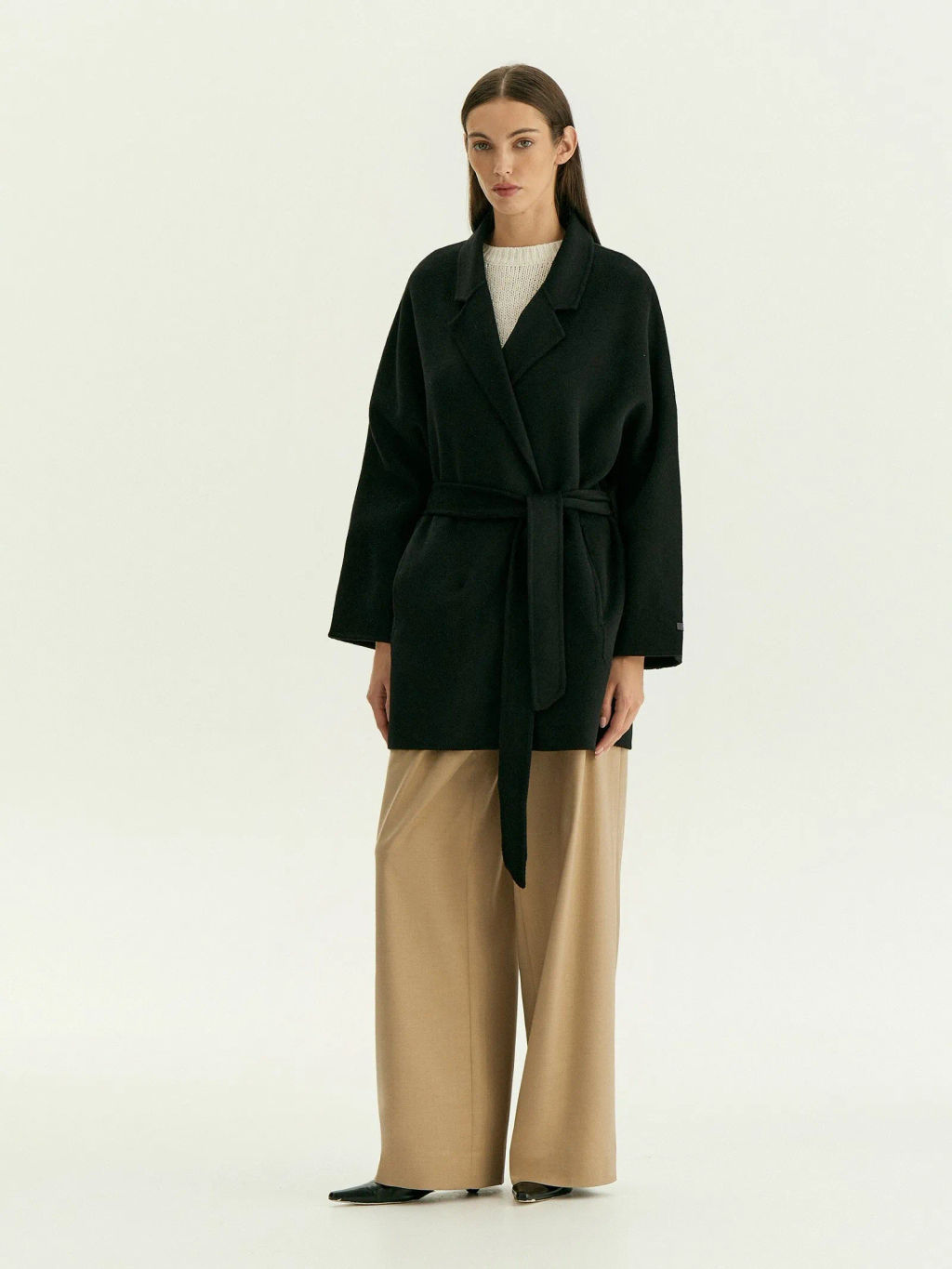 Полупальто-халат из шерсти, R136/agato