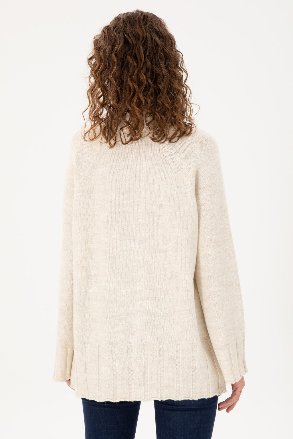 Женский кремовый меланжевый свитер Неожиданная скидка в корзине - U.s. polo assn фото 5