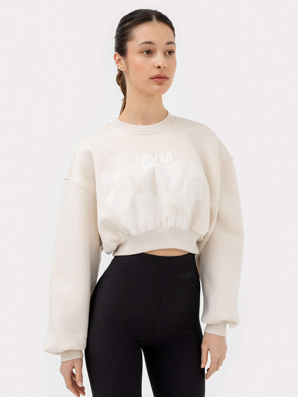 Свитшот женский бежевый с печатью белый песок +печать 122928/1 - Mark formelle фото 2