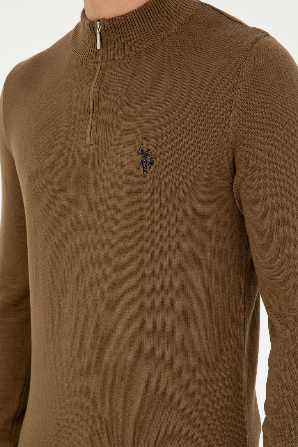 Мужской базовый свитер цвета хаки - U.s. polo assn фото 7