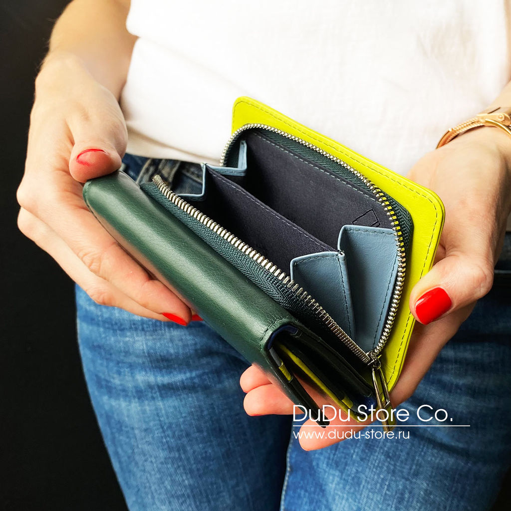 Итальянский кожаный кошелек DuDu серии Pemba | зеленый - Dudubags фото 8