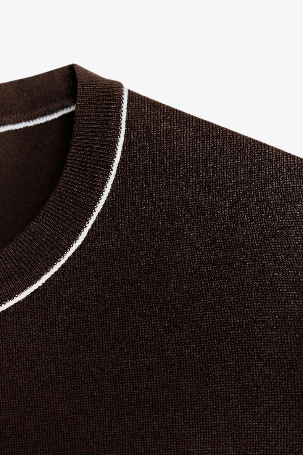 SHORT SLEEVE KNIT TOP WITH PIPING - Zara фото 28