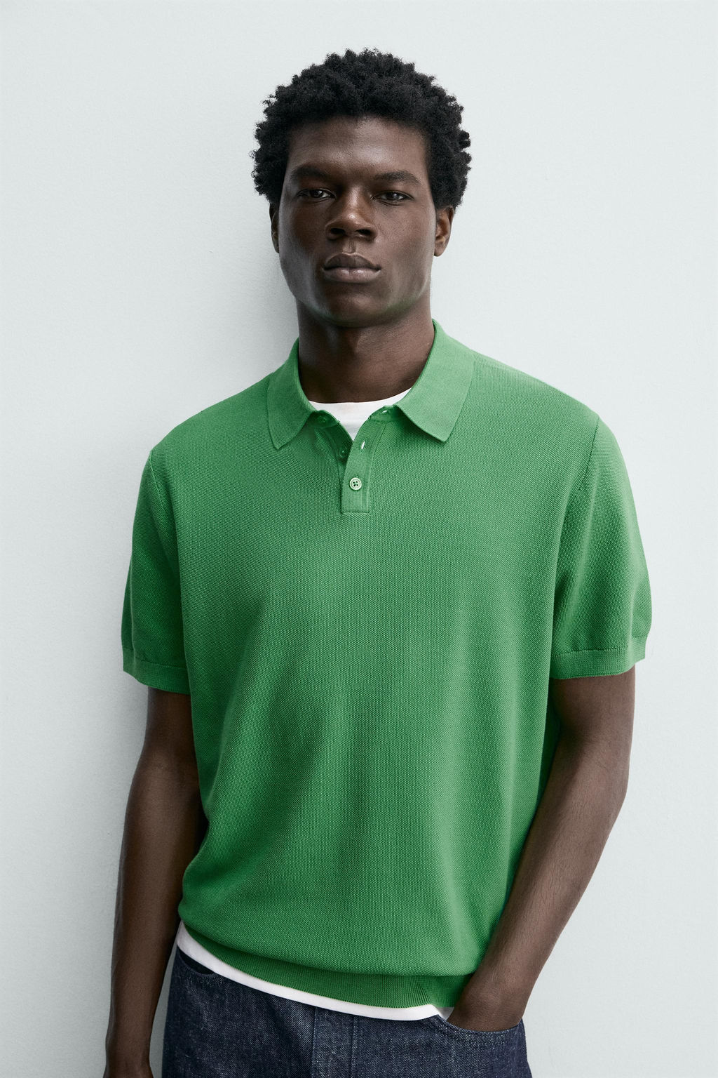 POLO PUNTO REGULAR FIT PIQU? / Verde - Zara фото 5