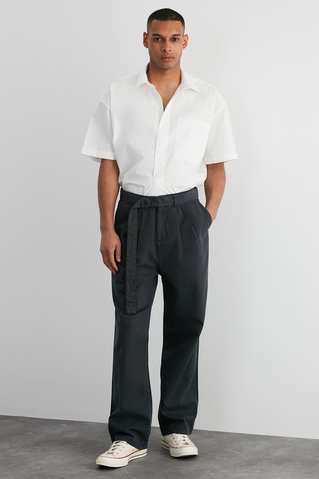 Antasit Ekstra Wide Leg Beli Kusak Kemer Detayl? Baggy Pantolon TMNSS24PL00009