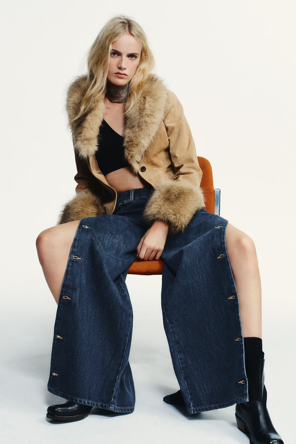 TRF BAGGY MID-WAIST BUTTON JEANS - Zara фото 7