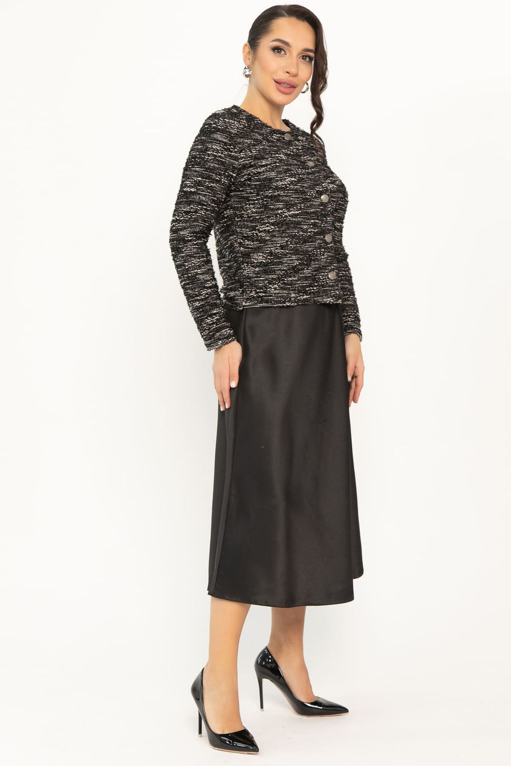 Костюм с атласной юбкой Лизетт (черный) К14677-10М - Lt collection фото 10