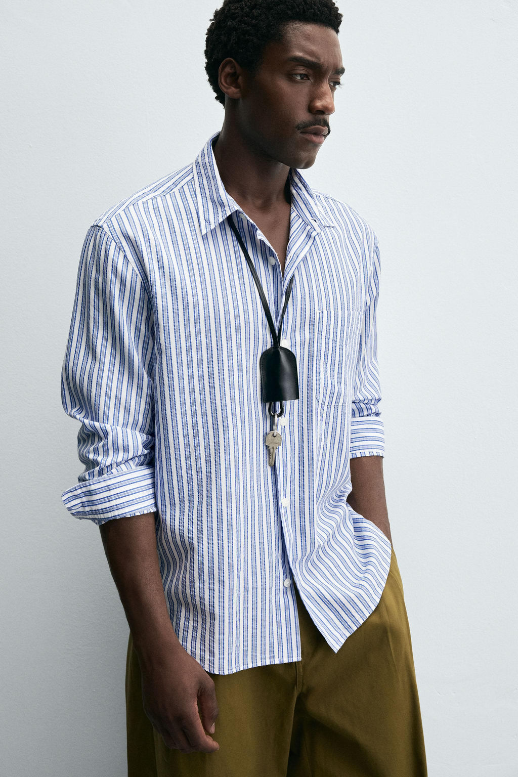 CREASED-EFFECT STRIPED SHIRT - Zara фото 6