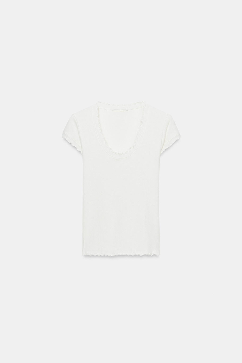 CAMISETA MANGA CORTA CON LINO / Crudo - Zara фото 4