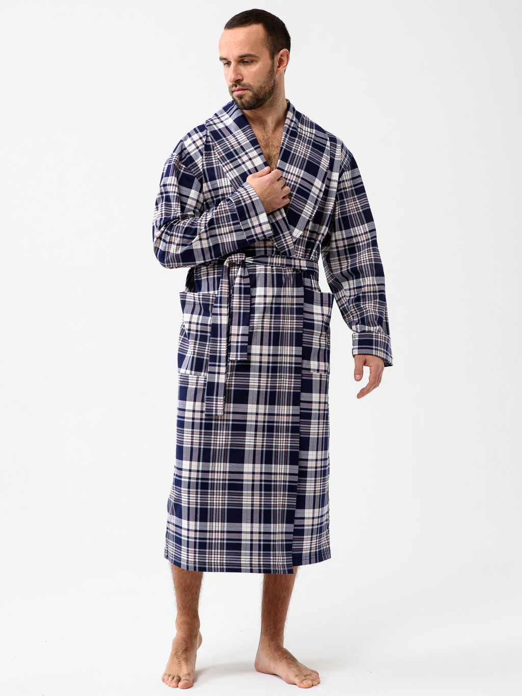 Мужской халат трикотажный чернильный 1566 (5)