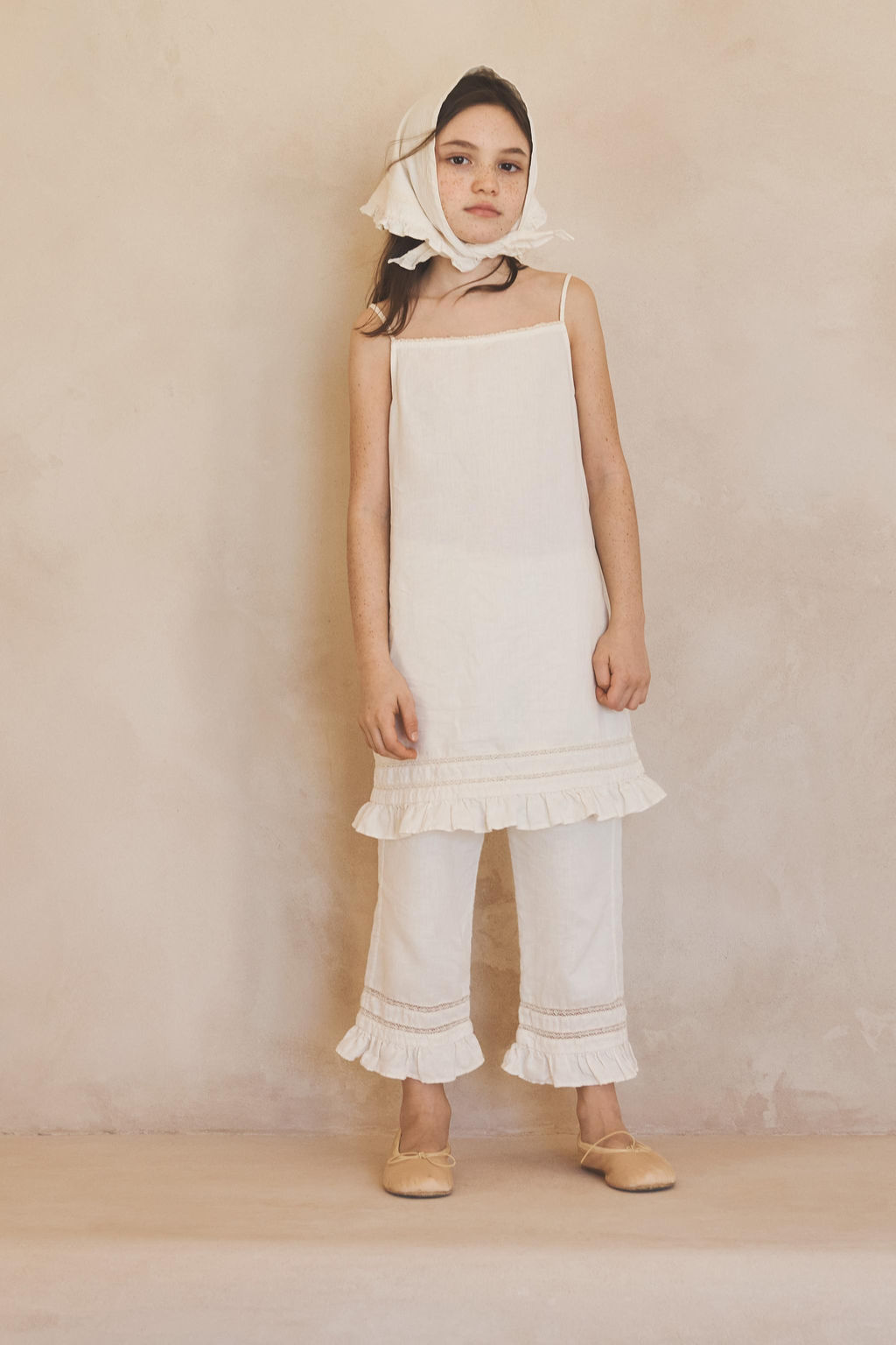 6-12 A?OS/ VESTIDO T?NICA ENTRED?S ALGOD?N LINO LIMITED EDITION / Crudo medio