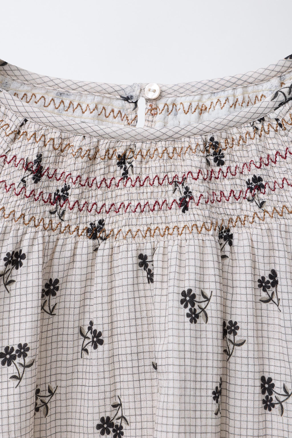 CHECK AND FLORAL BLOUSE - Zara фото 3