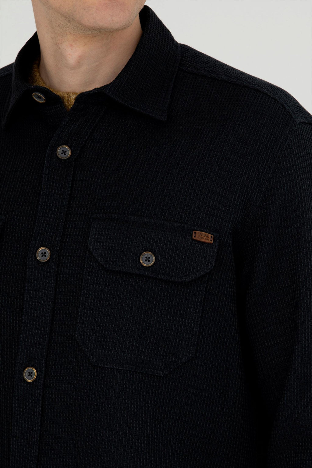 Мужская рубашка антрацитового цвета с длинным рукавом - U.s. polo assn фото 7