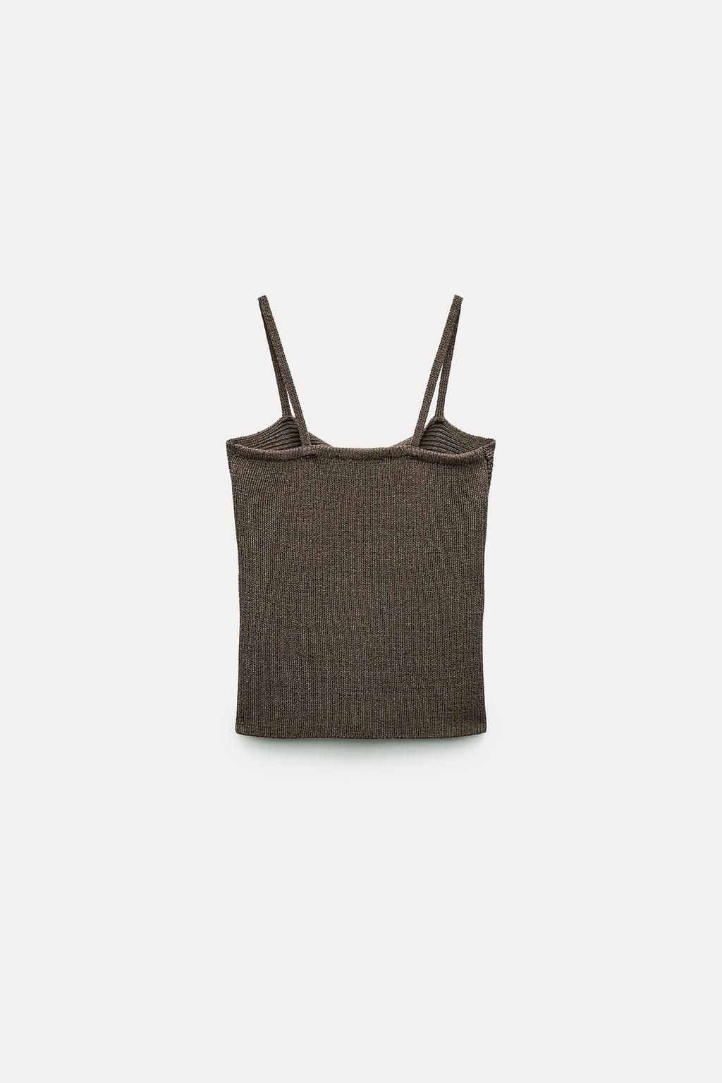 PLAIN LINEN BLEND KNIT TOP WITH KNOT DETAIL - Zara фото 12