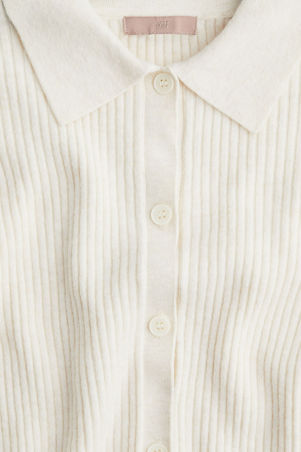 C?rdigan en punto de canal? con cuello camisero - H&m фото 4