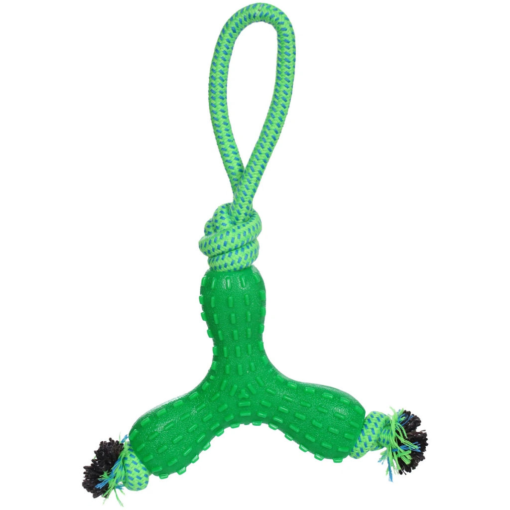 Игрушка-канат для крупных пород собак "Счастливый хвост!", цвет зеленый, 32*14*3см/145гр