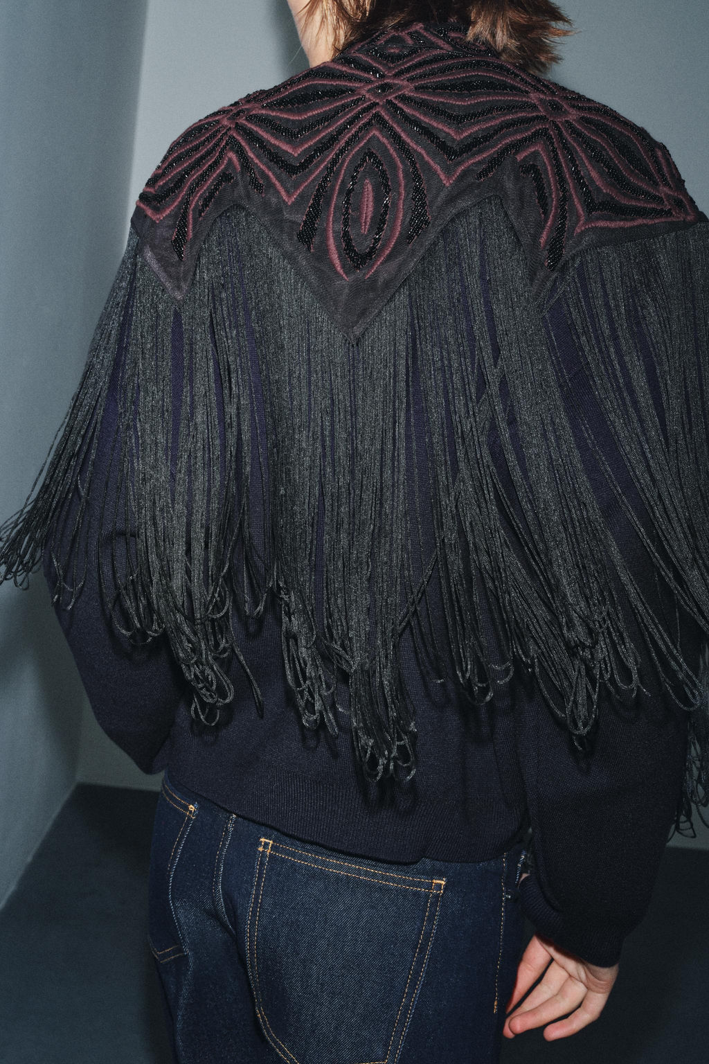 BEADED TULLE TOP WITH FRINGING