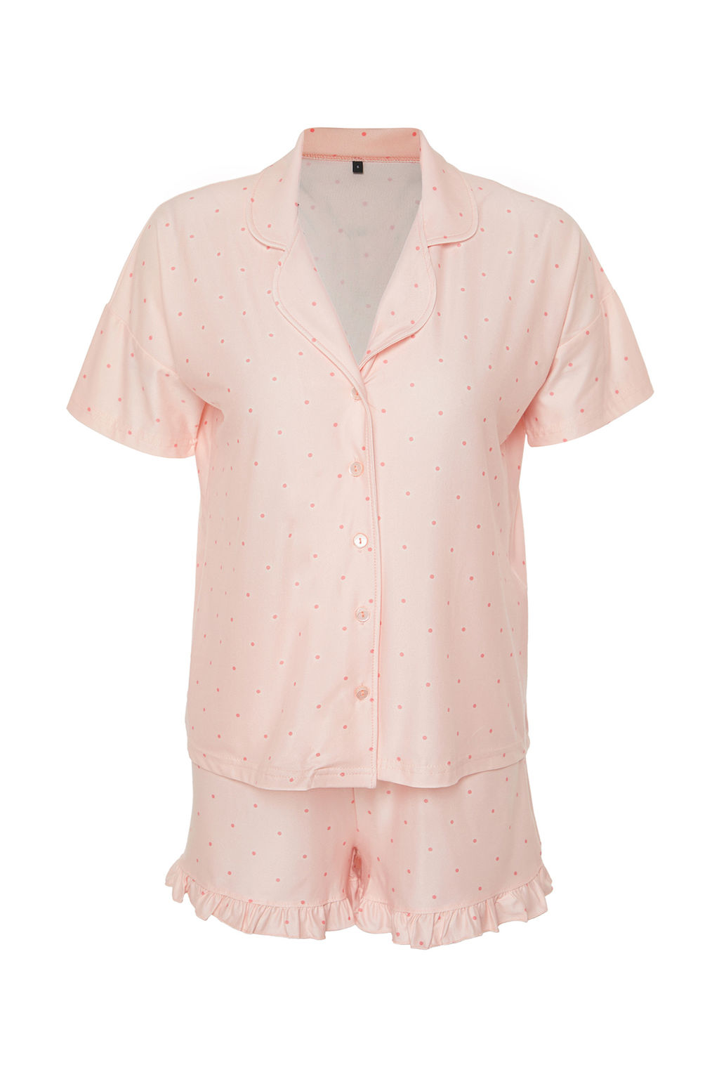 Trendyolmilla Somon Puantiyeli F?rf?r Detayl? Sortlu Orme Pijama Tak?m? THMSS24PT00284  фото 6