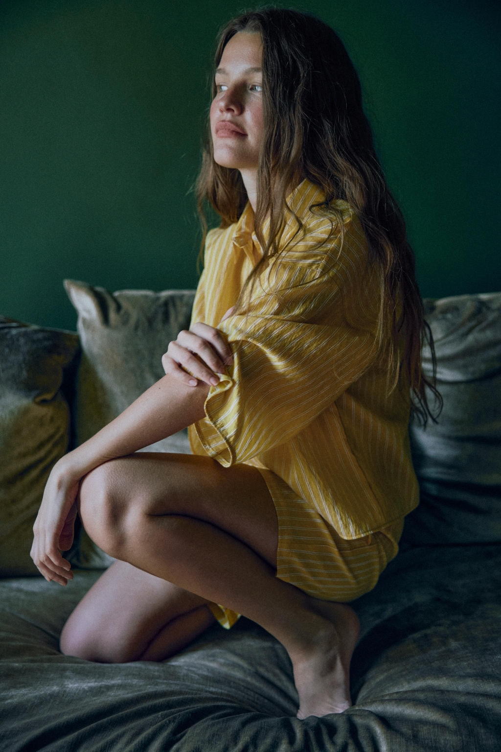 CAMISA ESTAMPADO RAYAS / Amarillo