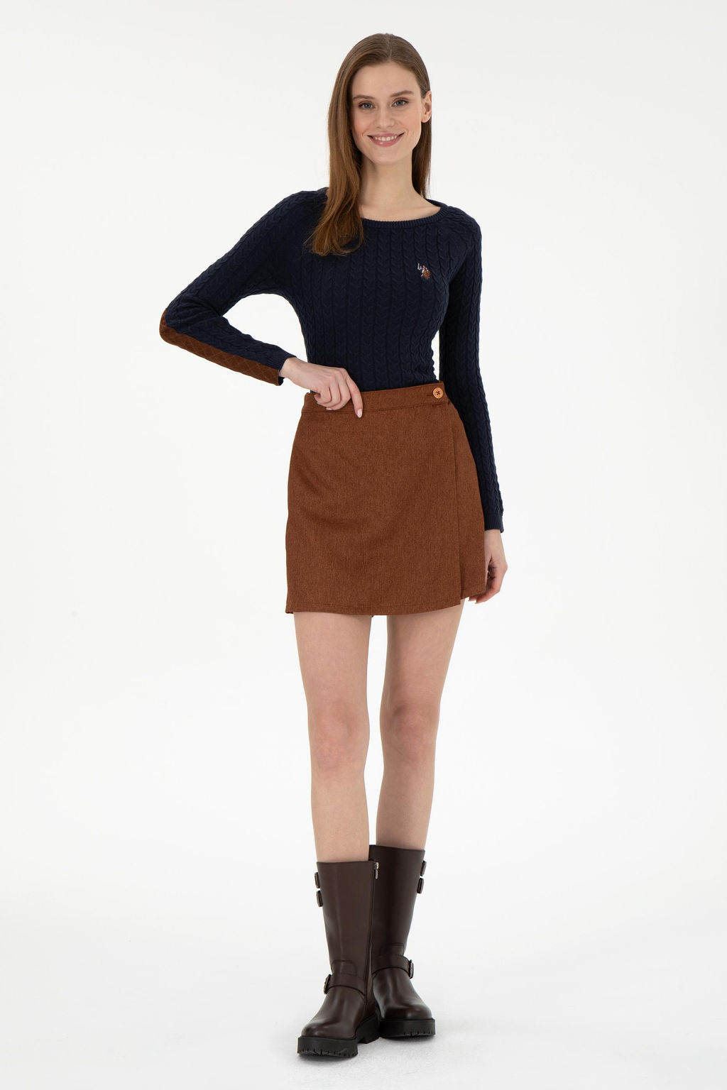 Женский темно-синий базовый свитер с круглым вырезом Неожиданная скидка в корзине - U.s. polo assn фото 4