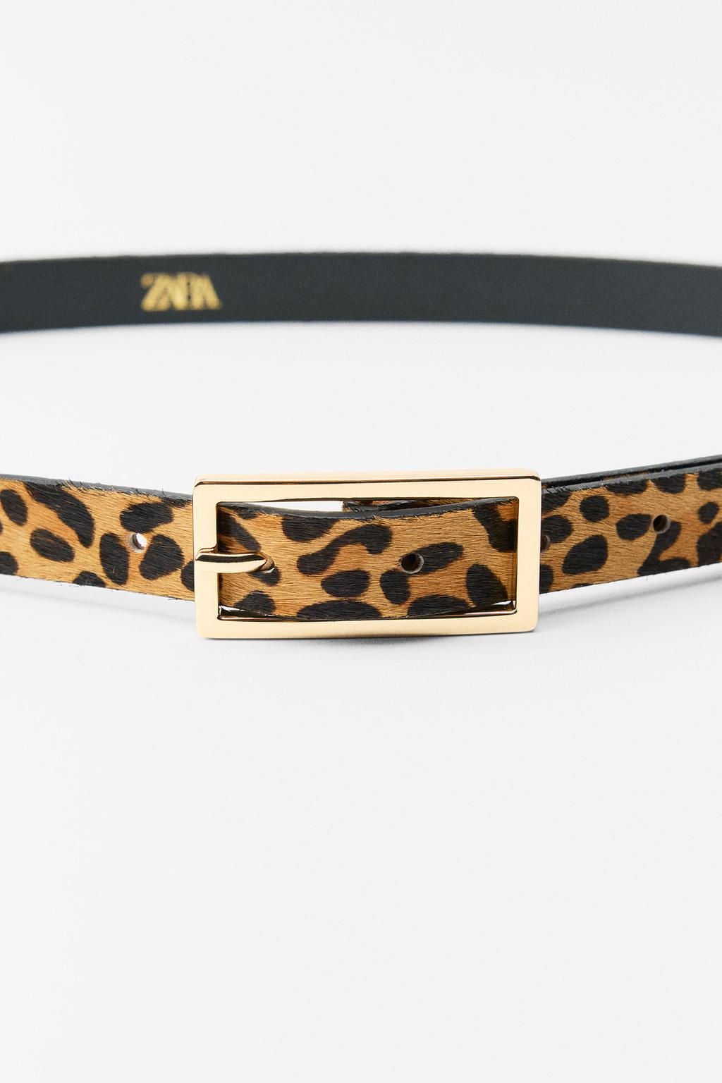 ANIMAL PRINT SLIM LEATHER BELT - Zara фото 2