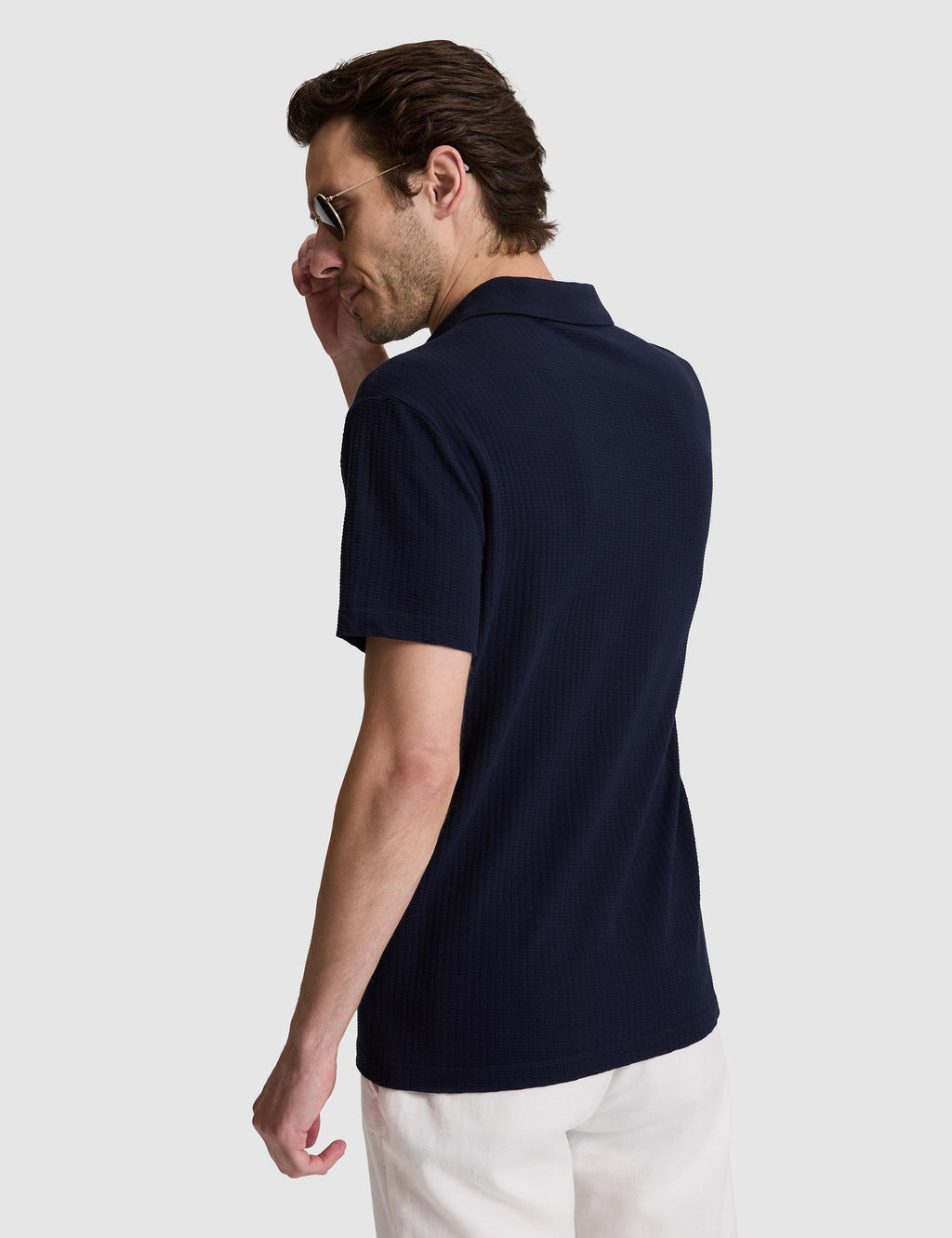 Lacivert Slim Fit %100 Pamuk Apa_ Yaka T-shirt