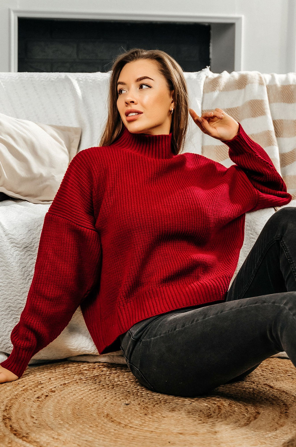 Женский свитер оверсайз из вязаного трикотажа Happyfox