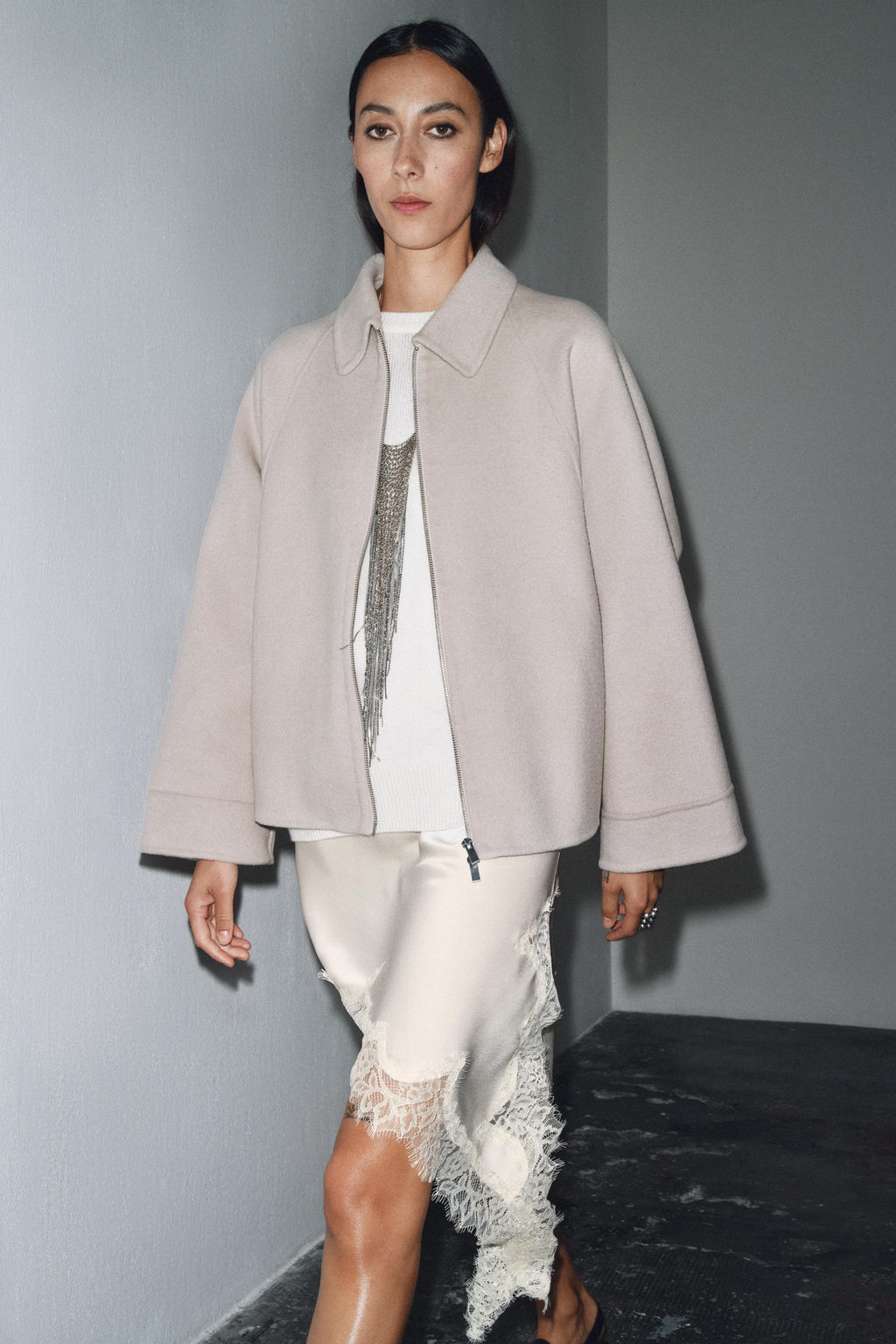 WOOL JACKET WITH ZIP ZW COLLECTION