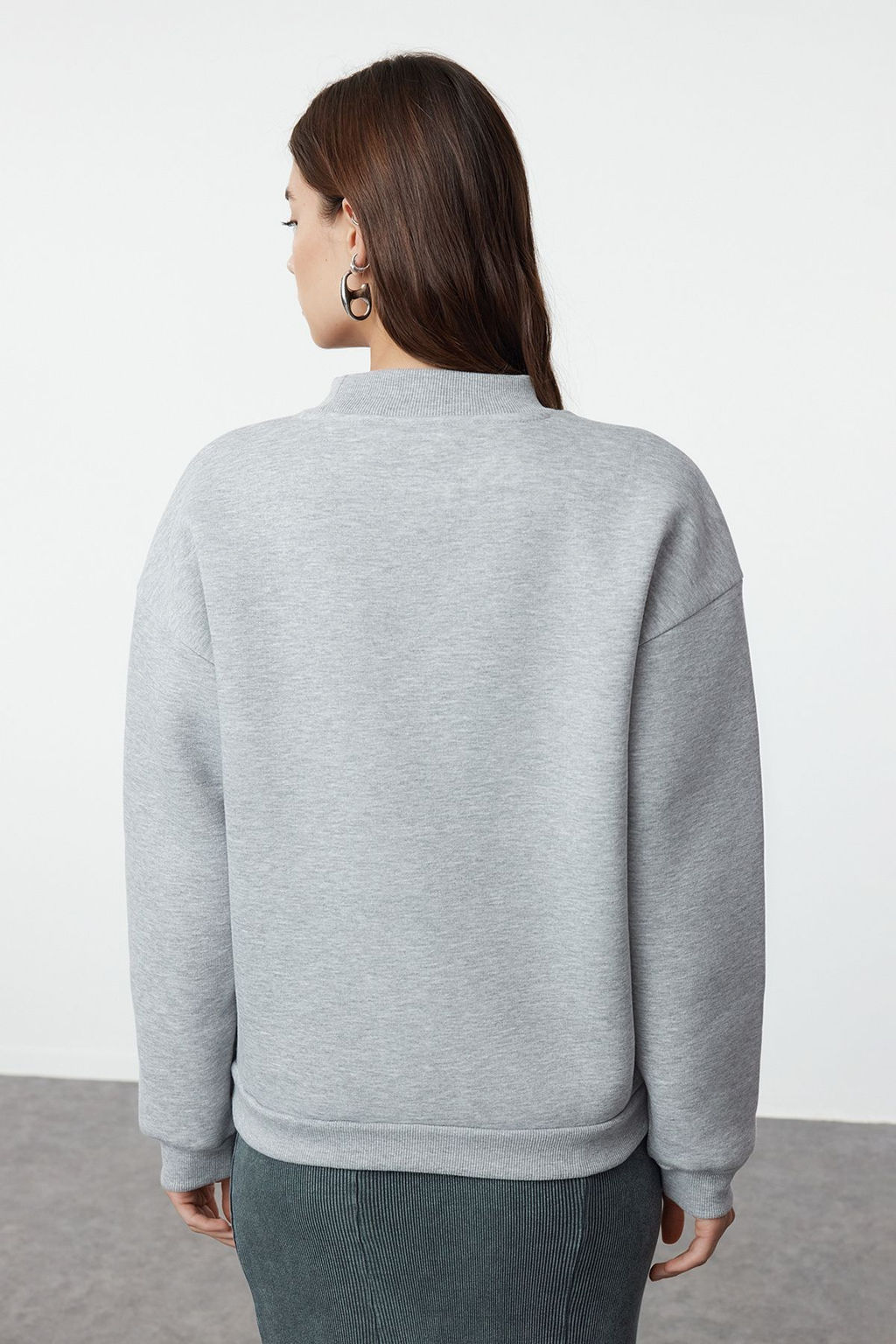 TRENDYOLMILLA Bordo Kal?n Ici Polarl? Yar?m Bal?kc? Yaka Relaxed/Rahat Kal?p Orme Sweatshirt TWOAW20SW0584  фото 15