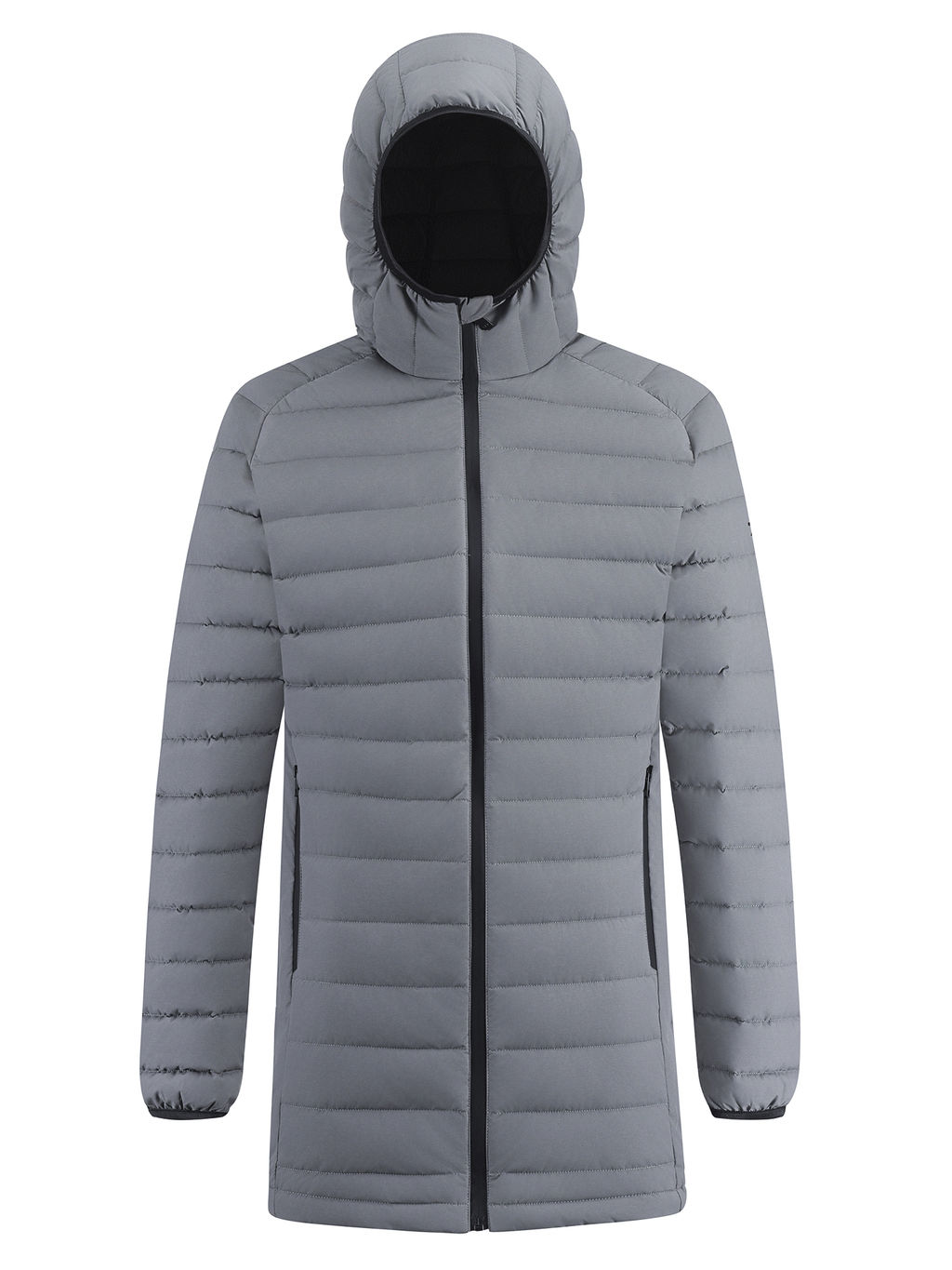 Куртка мужская удлинённая стёганая с капюшоном и графеновой подкладкой утеплитель тинсулейт